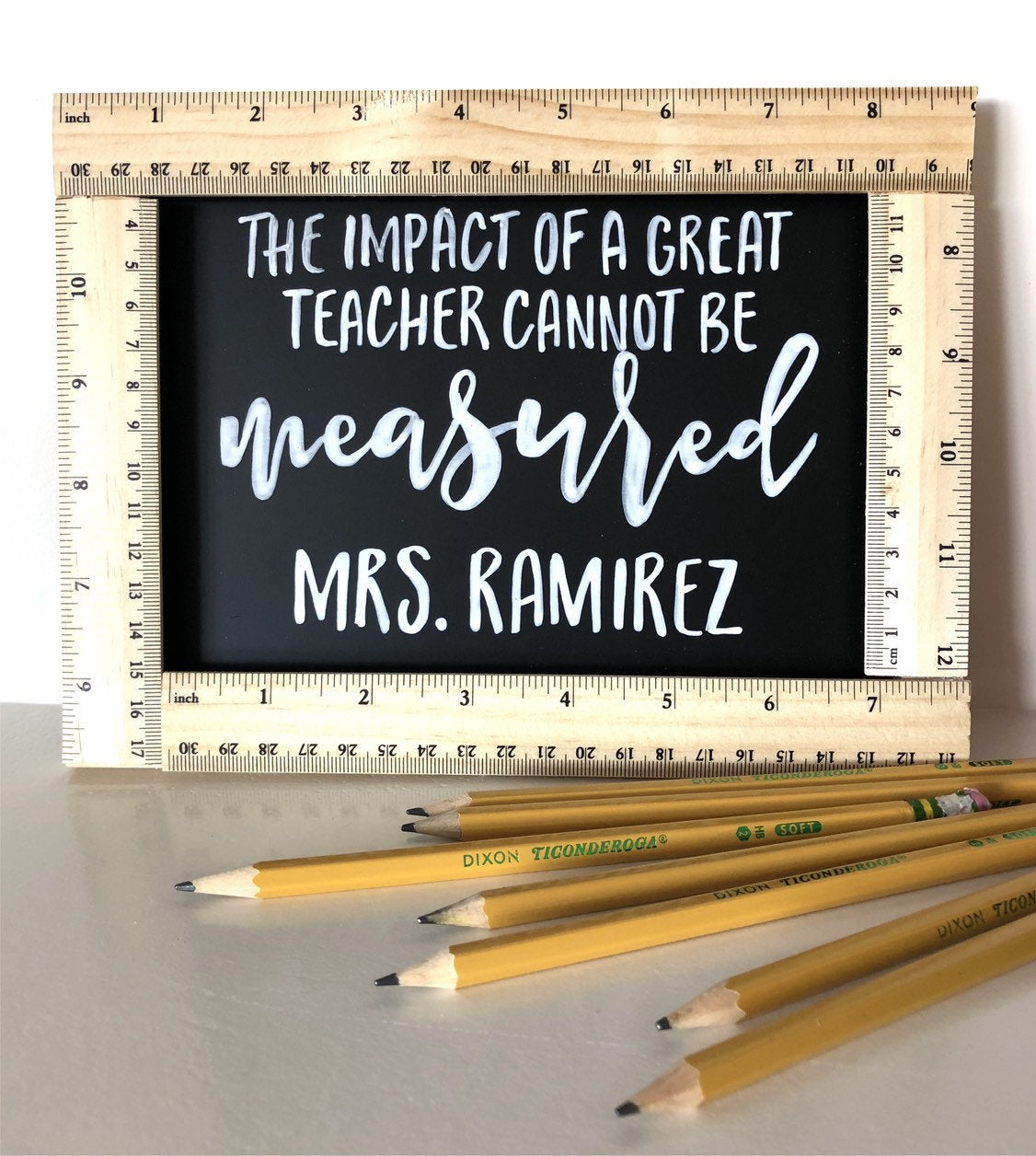 Personalized Teacher Sign | Custom Teacher Gift | The Impact of A Great Teacher Cannot Be Measured | Teacher Appreciation gift  |  Wood Sign