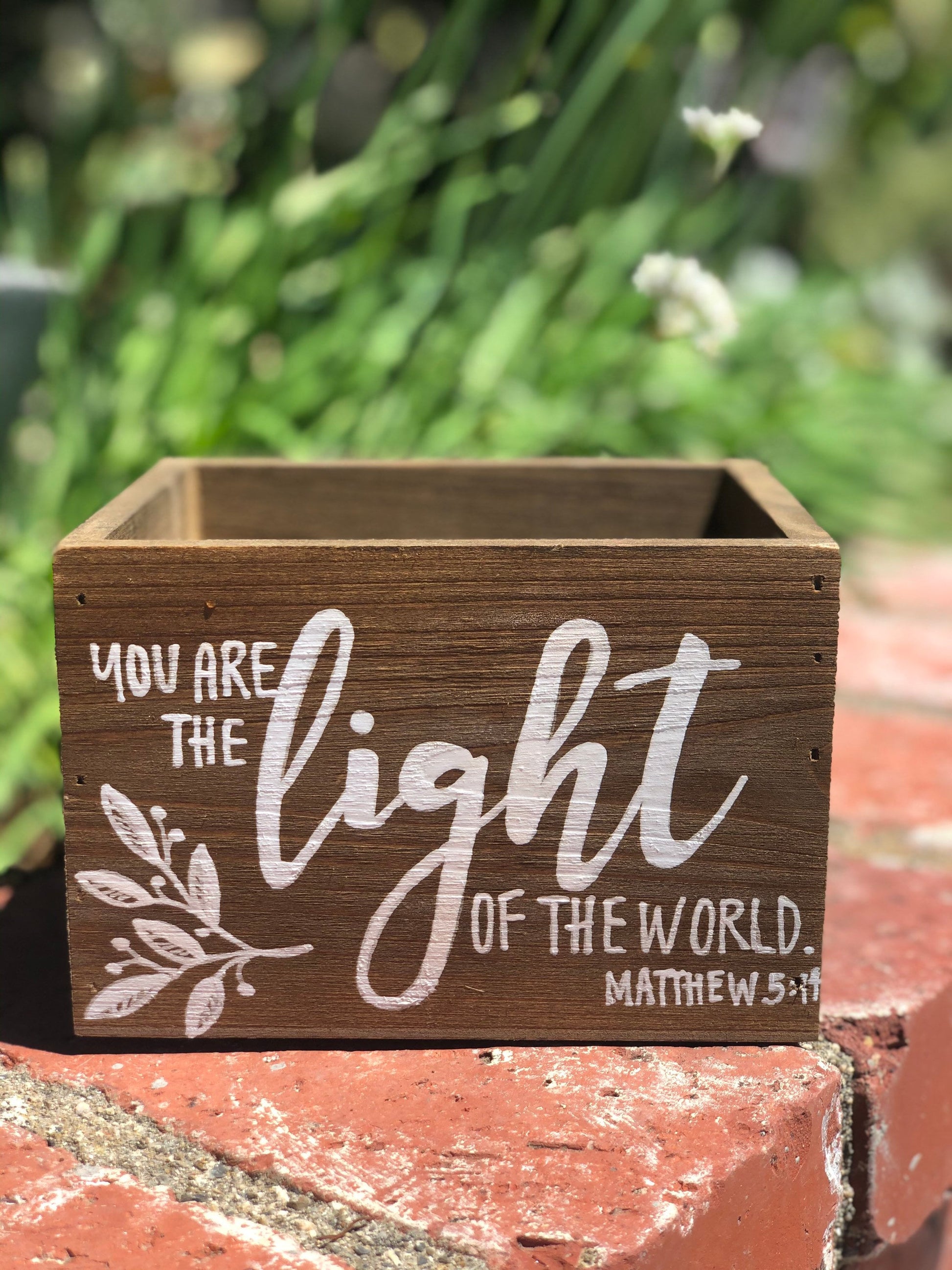 Matthew 5:14 Wood Planter Box | You are the light of the world Box | Faith Based Gift | Scripture Gift | Matthew 5 14 | Religious theme gift