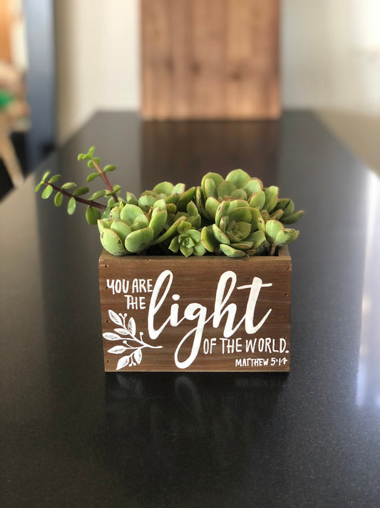 Matthew 5:14 Wood Planter Box | You are the light of the world Box | Faith Based Gift | Scripture Gift | Matthew 5 14 | Religious theme gift