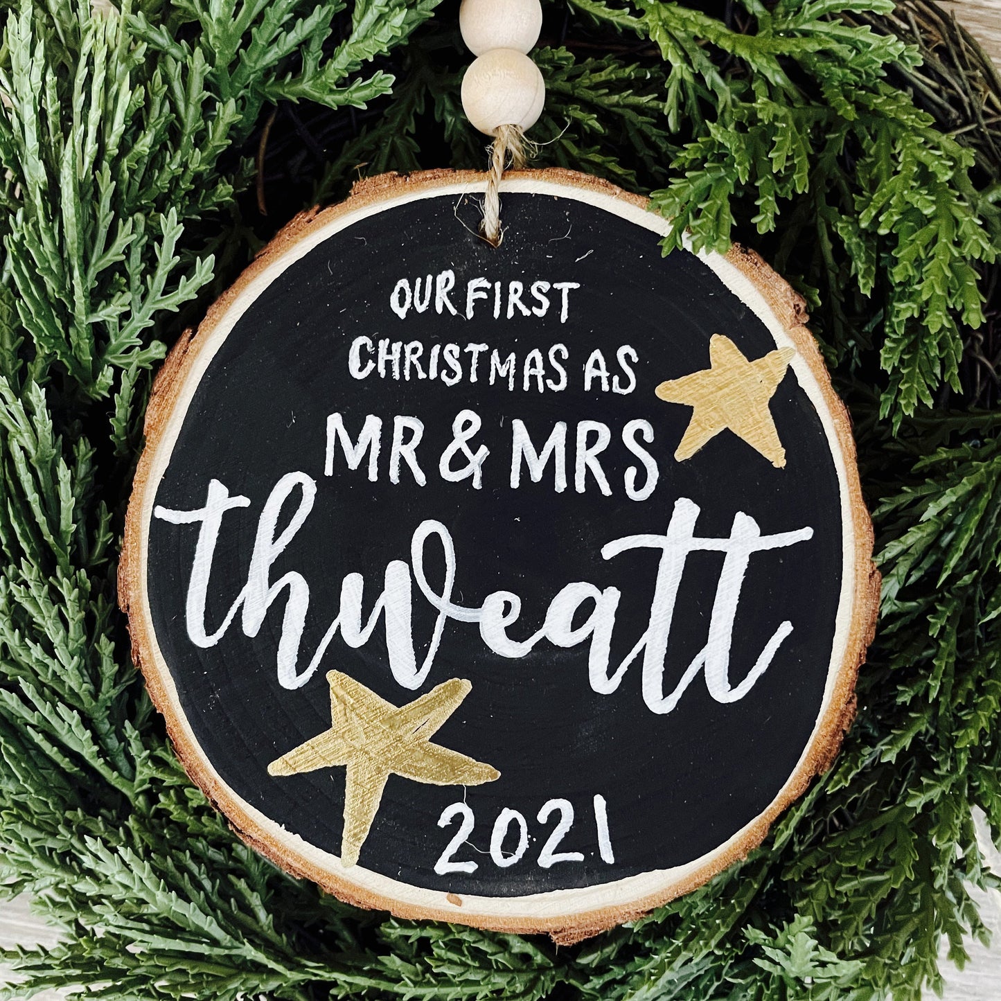 Our First Christmas As Mr & Mrs Christmas Ornament | Custom Christmas Ornament | Wedding Present Topper | Just Married | Bridal Shower Gift