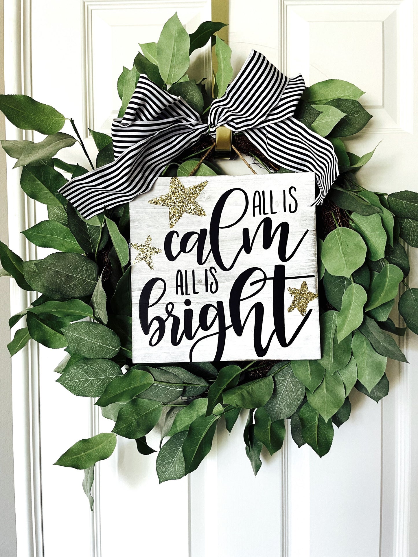 All Is Calm, All Is Bright Christmas Sign | Christian Christmas Wall Decor | Christmas Door Hanger