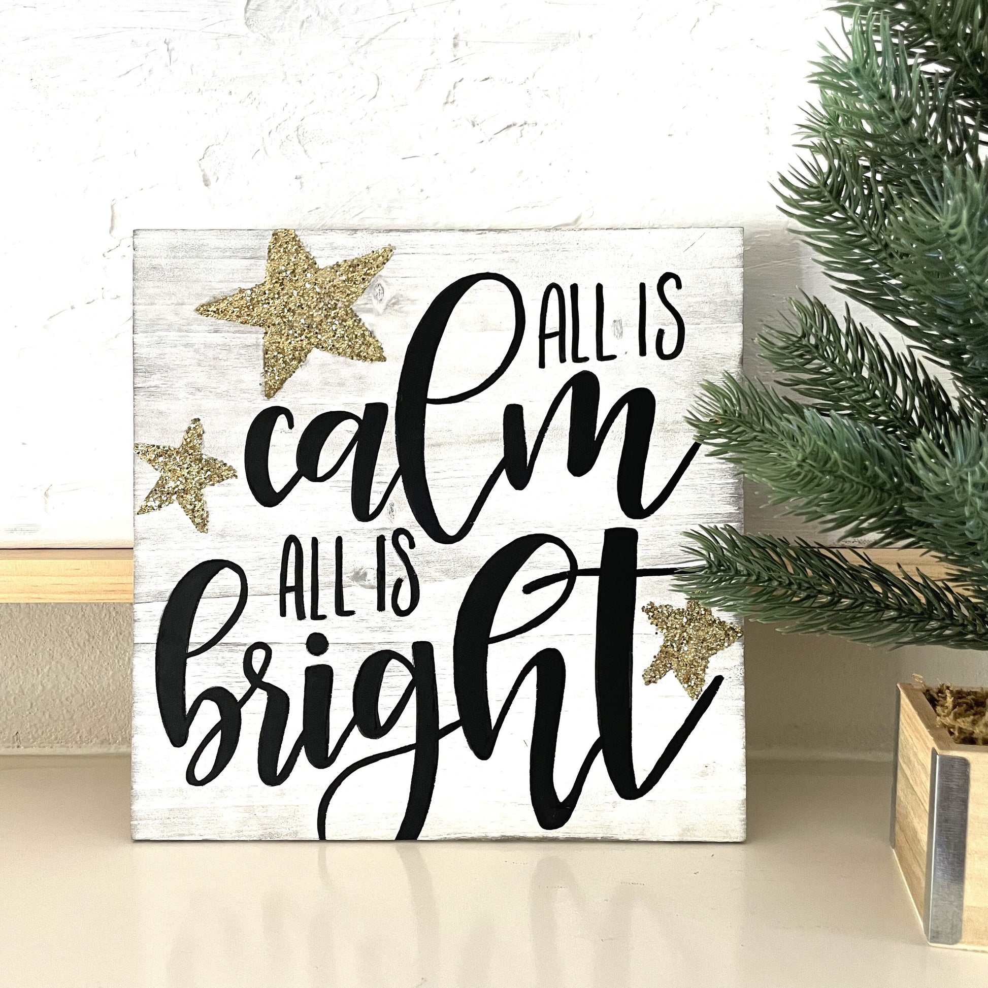 All Is Calm, All Is Bright Christmas Sign | Christian Christmas Wall Decor | Christmas Door Hanger