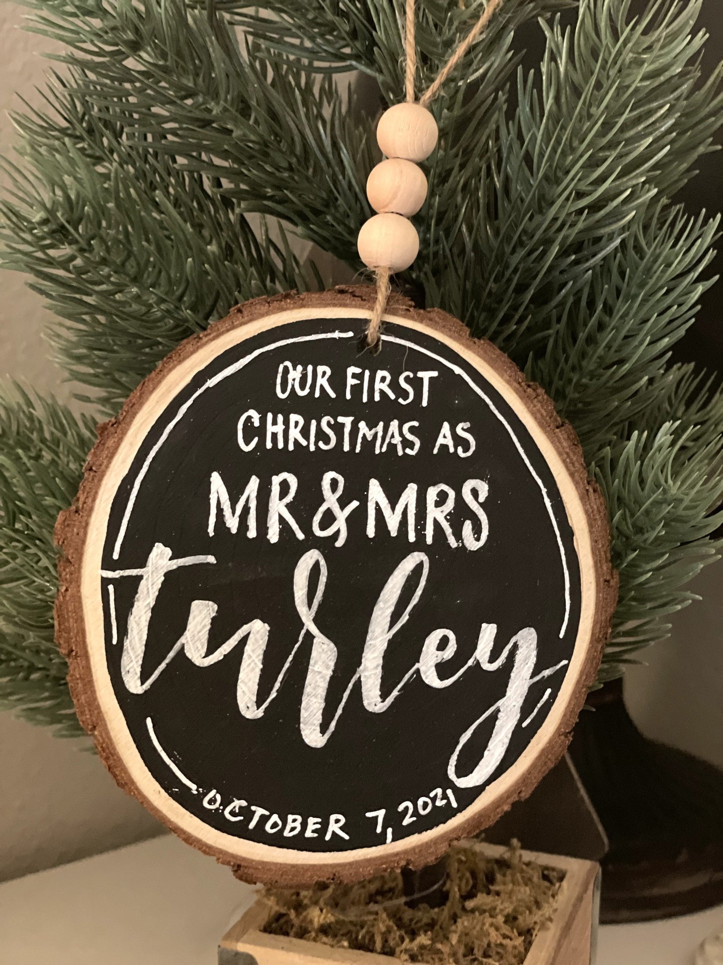 Our First Christmas As Mr & Mrs Christmas Ornament | Custom Christmas Ornament | Wedding Present Topper | Just Married | Bridal Shower Gift