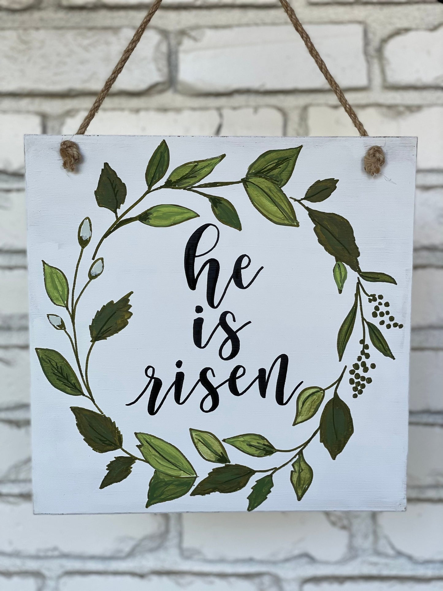 He is Risen Sign | Christian Easter Wall Decor | Easter Door Hanger | Happy Easter Wreath | Easter Front Door Decor