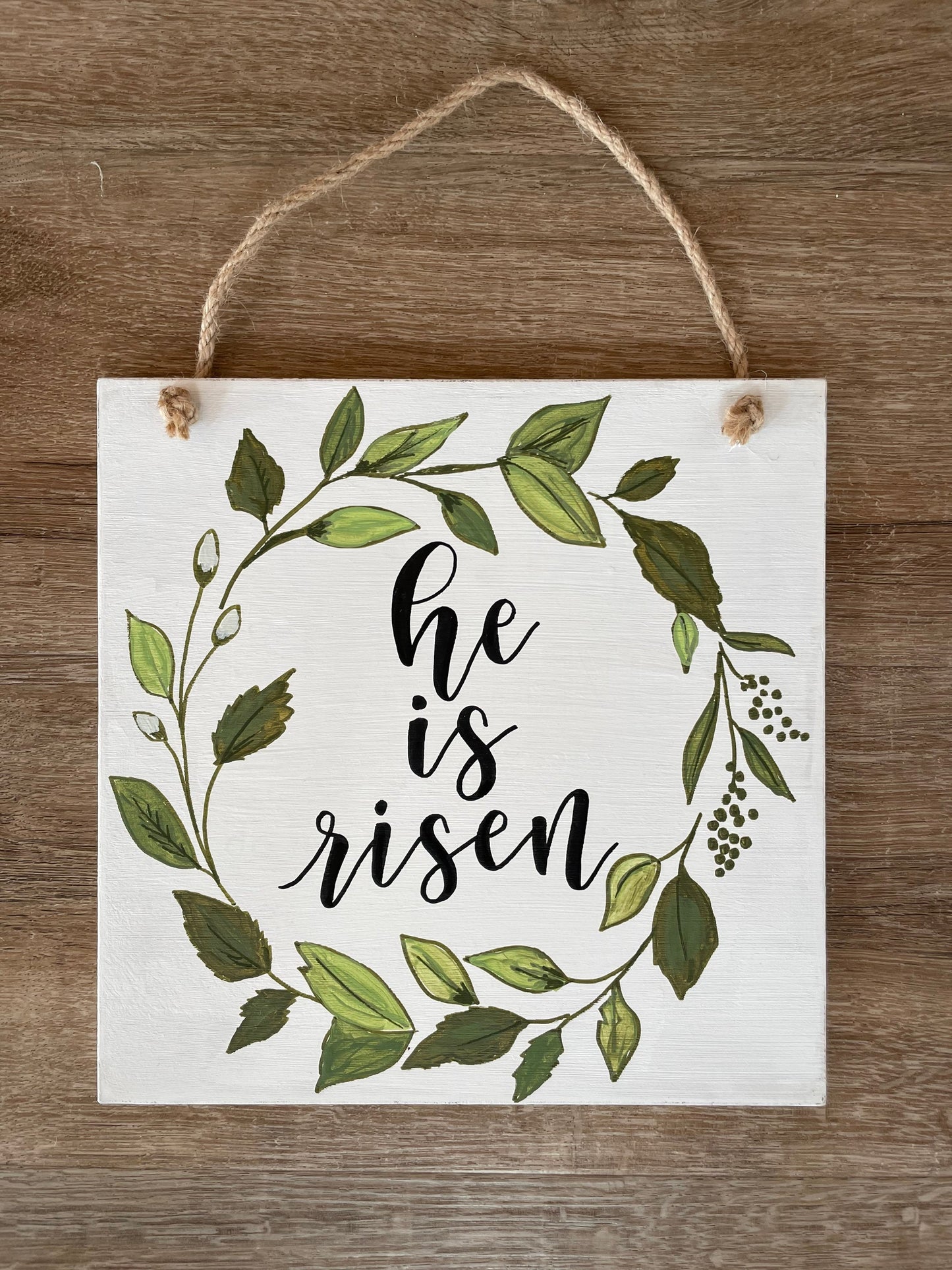 He is Risen Sign | Christian Easter Wall Decor | Easter Door Hanger | Happy Easter Wreath | Easter Front Door Decor