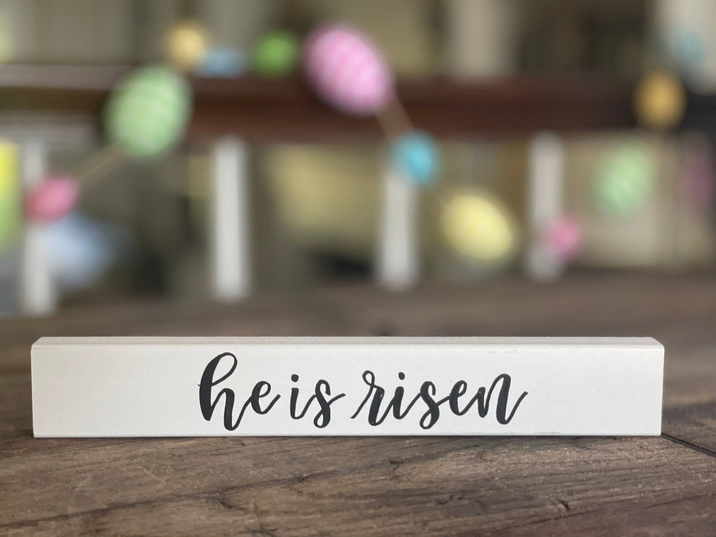 Long White Easter Signs | Worthy is the Lamb Sign | Christ the Lord is Risen Today | Minimalist Easter Home Decor | Tier Tray Easter Sign