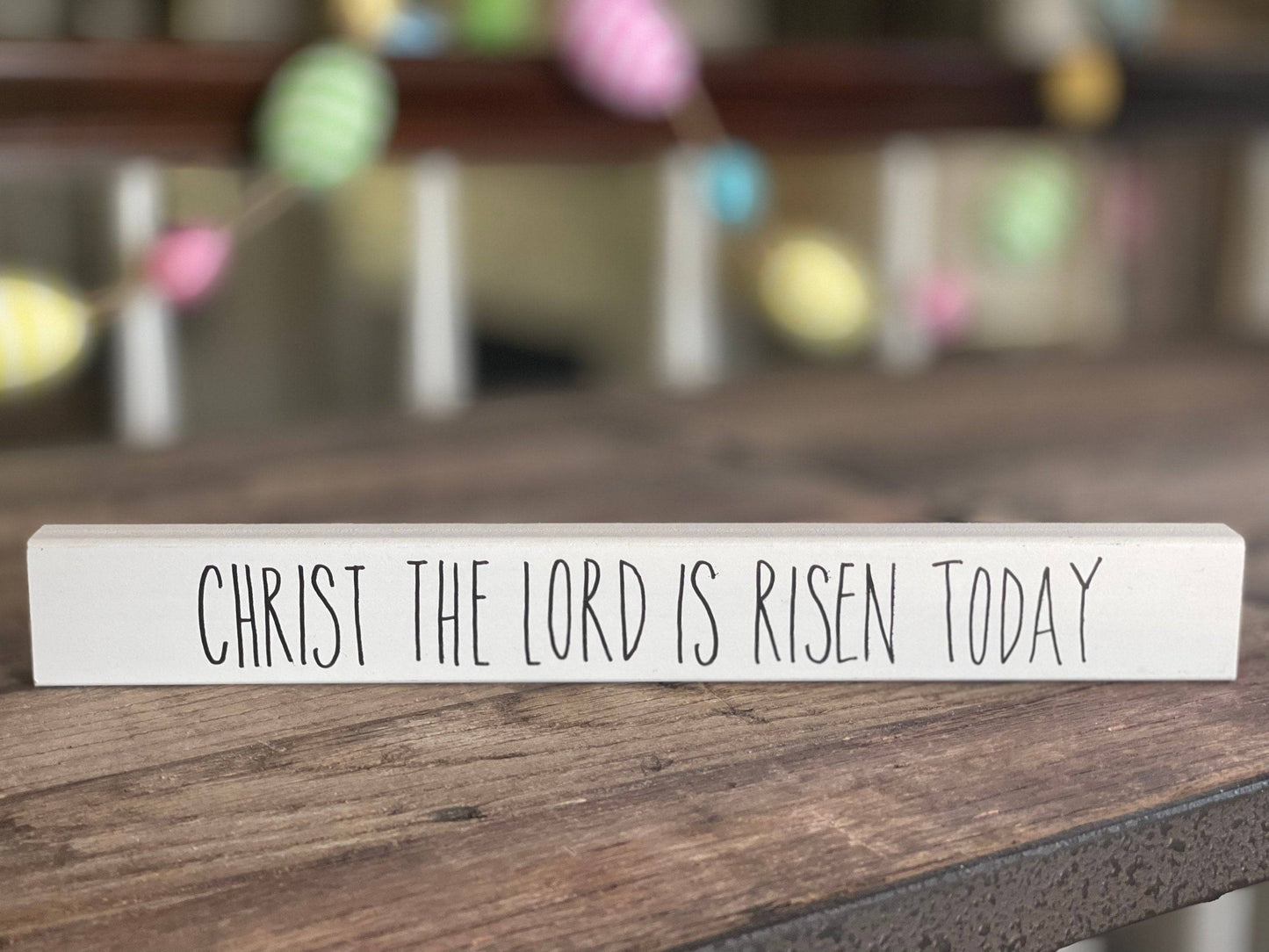 Long White Easter Signs | Worthy is the Lamb Sign | Christ the Lord is Risen Today | Minimalist Easter Home Decor | Tier Tray Easter Sign