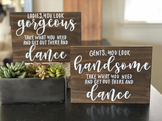 Wedding Bathroom Sign | Ladies You Look Gorgeous Sign | Gents You Look Handsome Bathroom Sign | Special Event Bathroom Sign