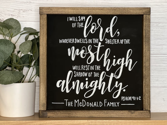 Psalm 91 | Last Name Sign | Pastor Appreciation | Christian Wall Art | Trust in the Lord