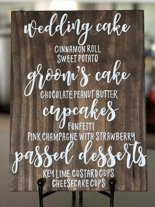 Wedding Menu Sign | Special Event Menu Sign | Wedding Dessert Sign | Anniversary Dinner Menu Sign