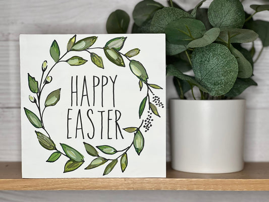 Happy Easter Sign | Christian Easter Wall Decor | Easter Tiered Tray Sign| Happy Easter Decor| Easter Dinner Hostess Gift