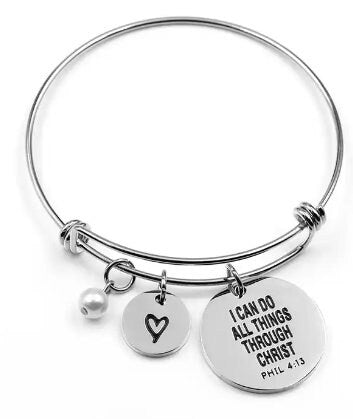 Engraved Silver Bible Verse Bracelet | Bible Verse Jewelry | Christian Bracelet | Mantra Bracelet | Engraved Bracelet