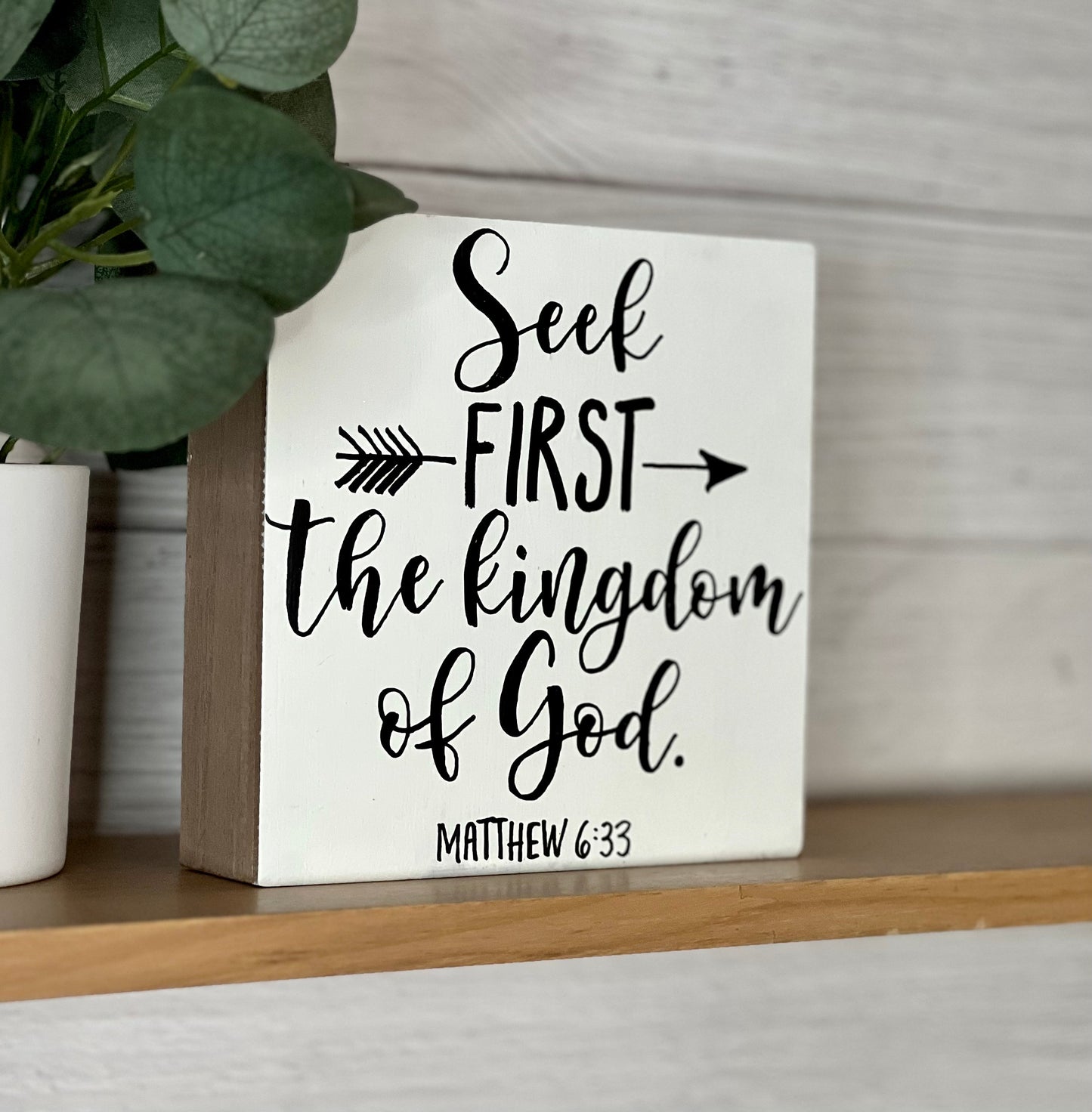 Seek First The Kingdom  |  Bible Verse Wall Art | Inspirational Home Decor | Christian Home Decor | Matthew 6:33 | Scripture Wall Art